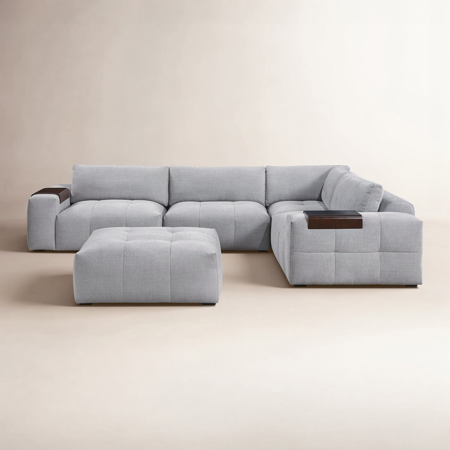 Providence Reversible Sectional, Gray Textured Fabric