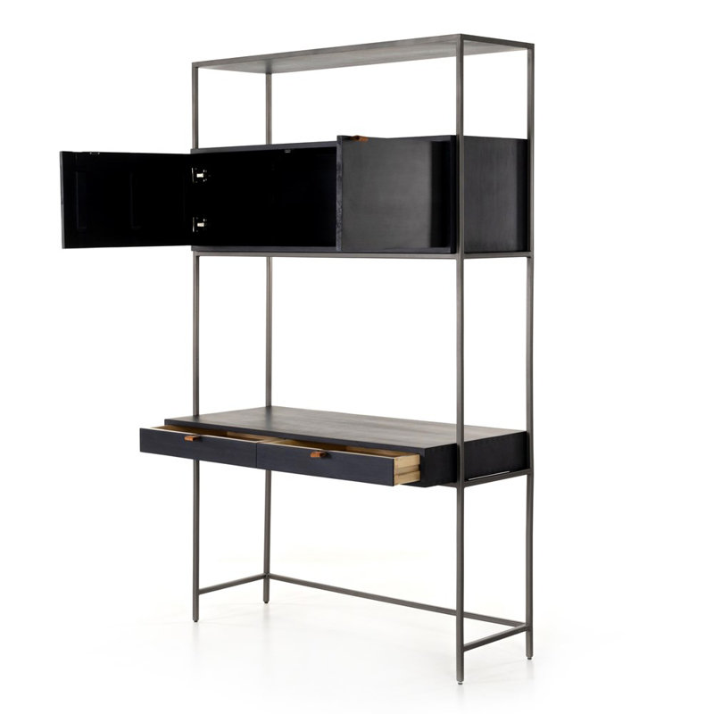 Trey Solid Wood Writing Desk, Black Wash Poplar