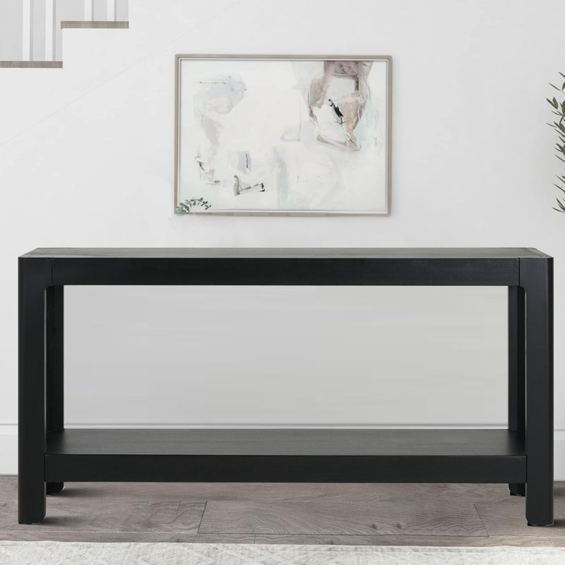 Console moderne en bois avec tablette ouverte, Noir