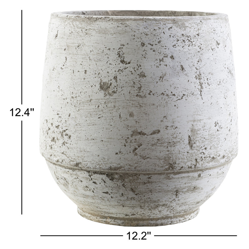 Pot de fleurs rond en ciment Camryn, H 12,4 po x l 12,2 po x P 12,2 po