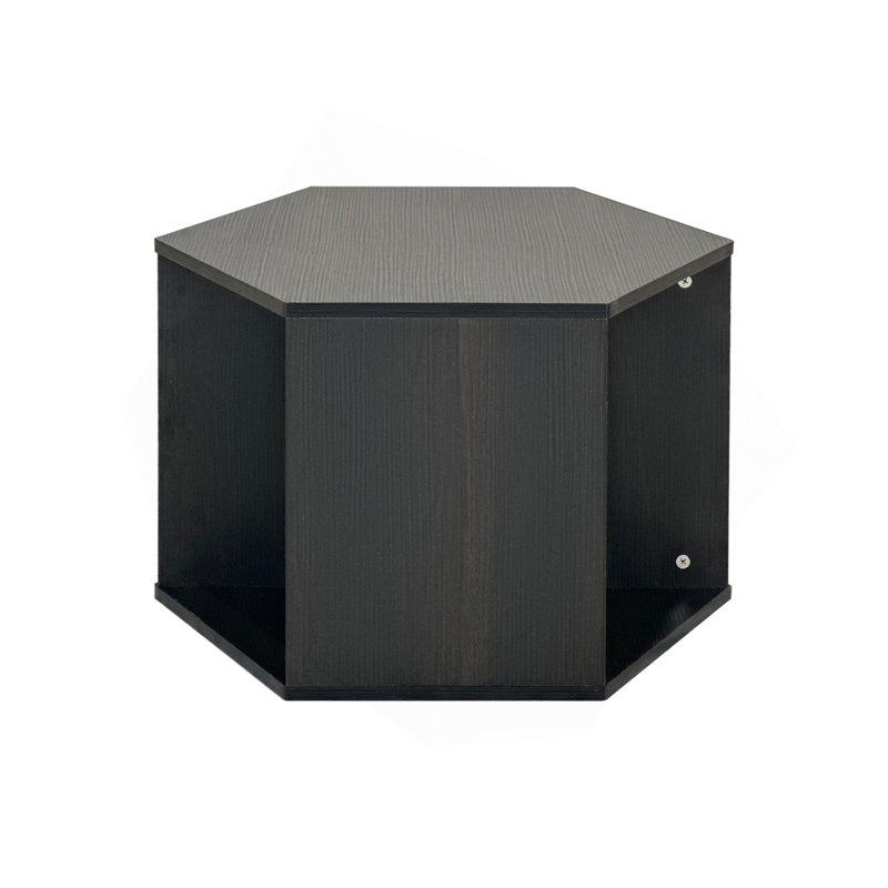 Table de bout 47,24 po Hexagonal Table d'appoint Table de chevet 2 pièces, H 15,75 po x l 23,62 po x P 47,24 po, Brun-noir