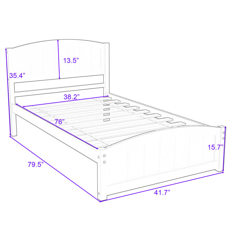 Masonlee Twin Platform Bed with Headboard and Slats, White