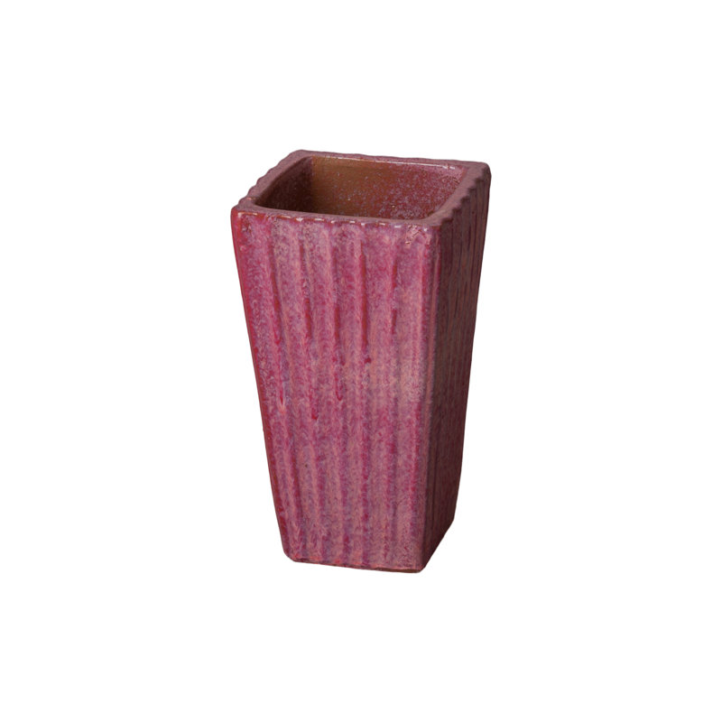 Pot à fleurs en argile, Rouge tropical, H 15 po x l 9,5 po x P 9,5 po
