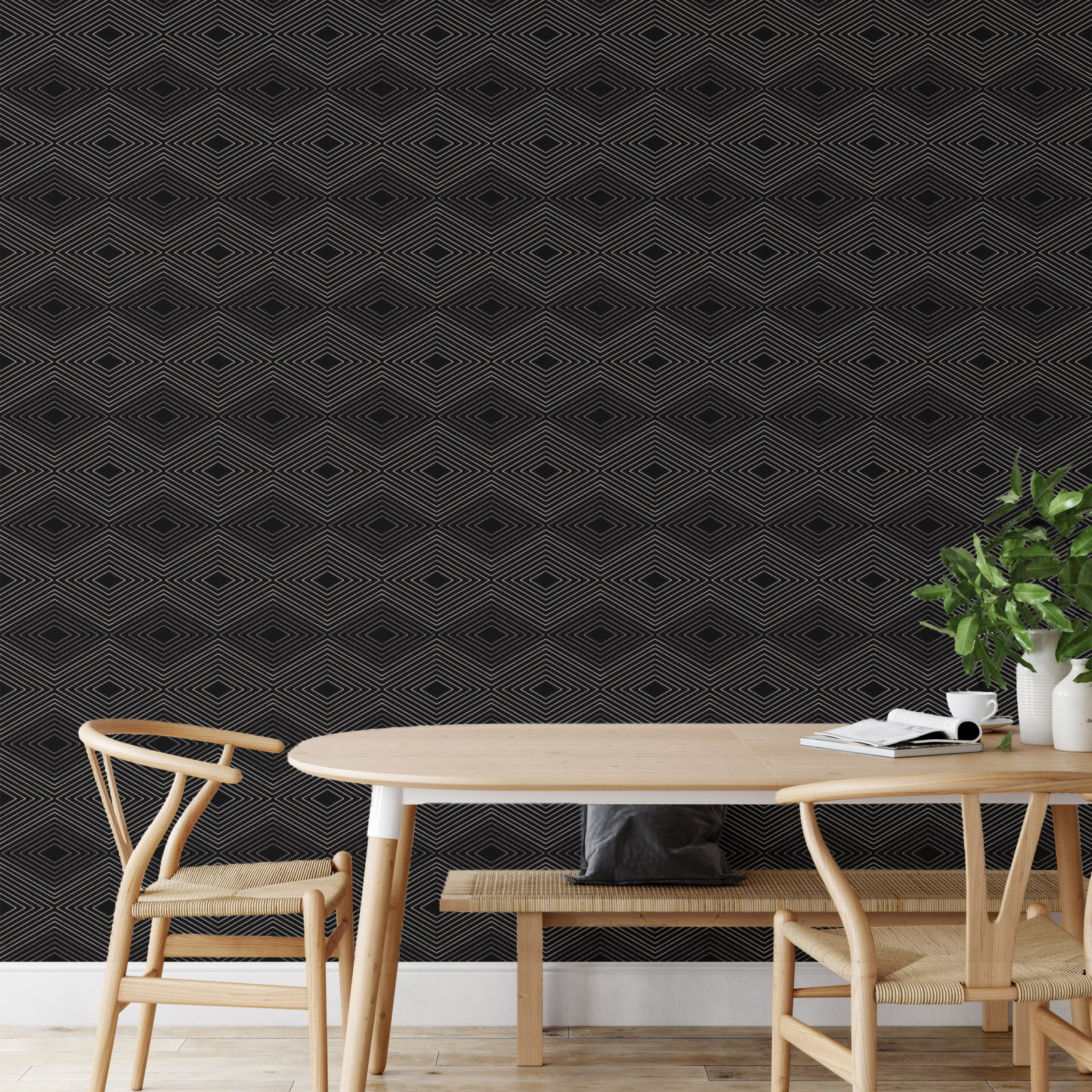 Huron Peel & Stick Wallpaper Roll, Onyx, Non-pasted, Paper