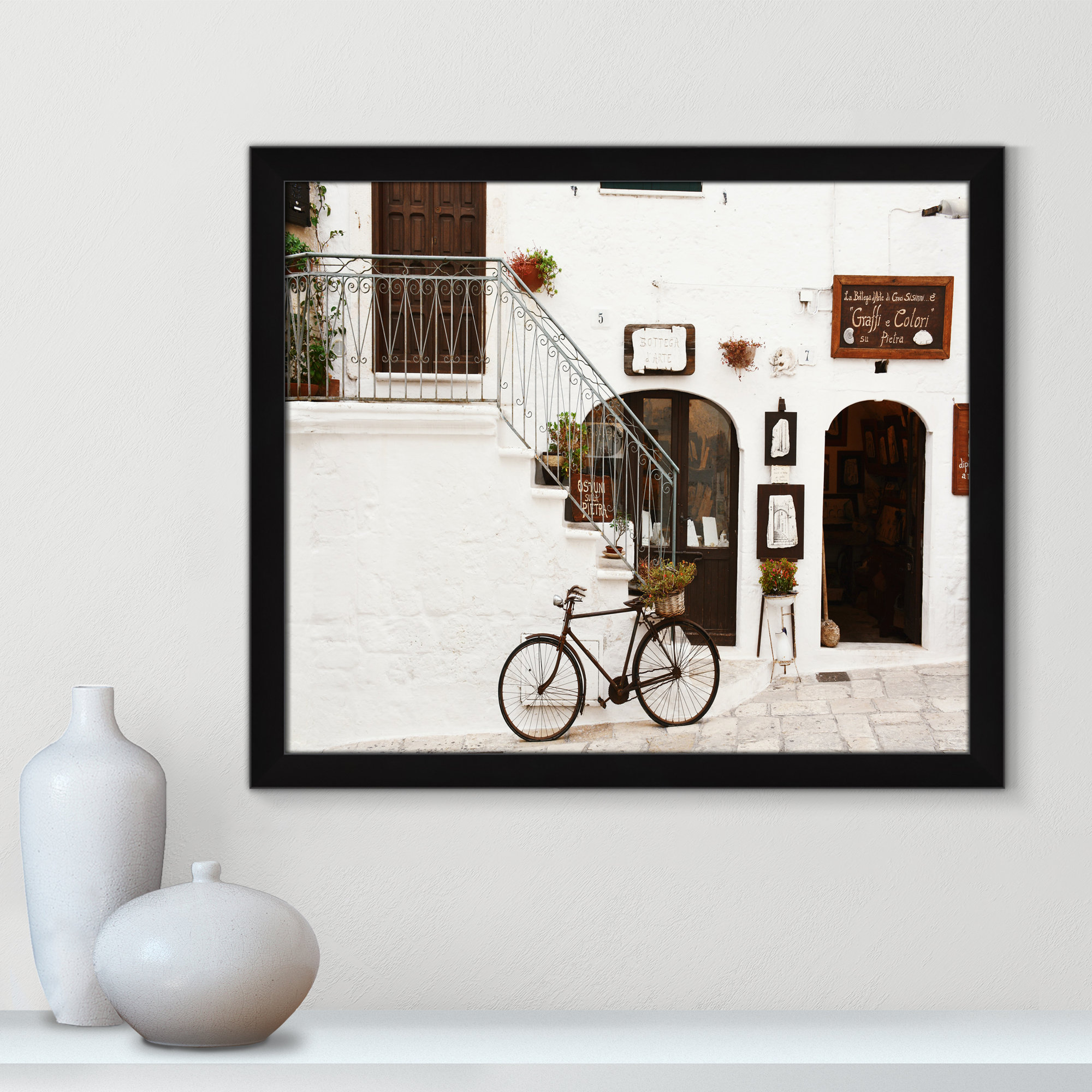 La Bottega D'arte by - Single Picture Frame Print, 22.5" H x 26.5" W x 0.75" D, Black Framed