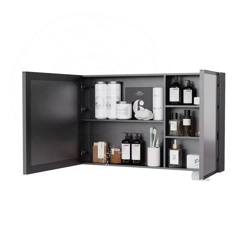 Pharmacie à DEL avec anti-buée, lumière blanche une couleur et rangement pour porte, 39.37"