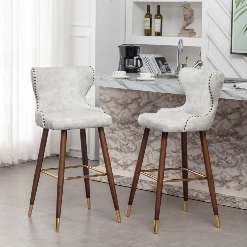 Ensemble de 2 tabourets de comptoir Mid-Century