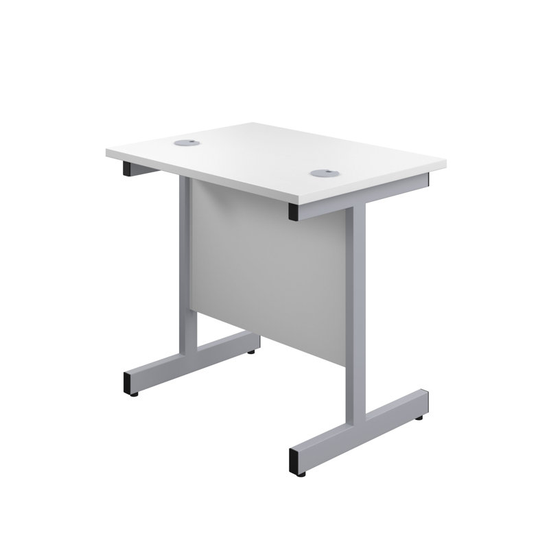 Bouton Metal Base Desk Shell, White, Silver