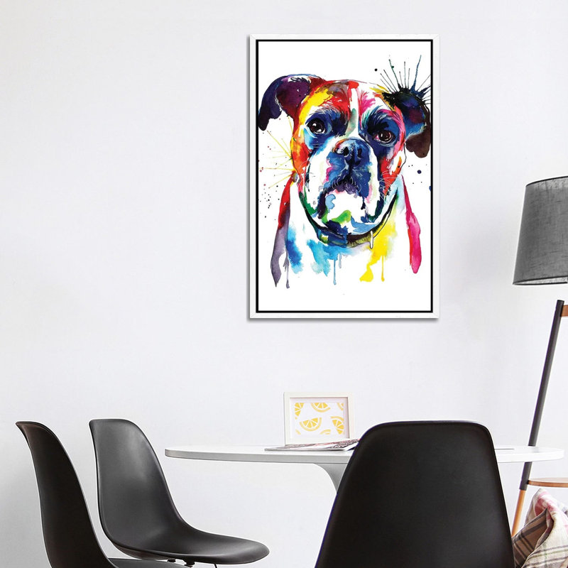 Boxer by Weekday Best - Painting on Canvas, 101.6 cm H x 66.04 cm W, White Framed