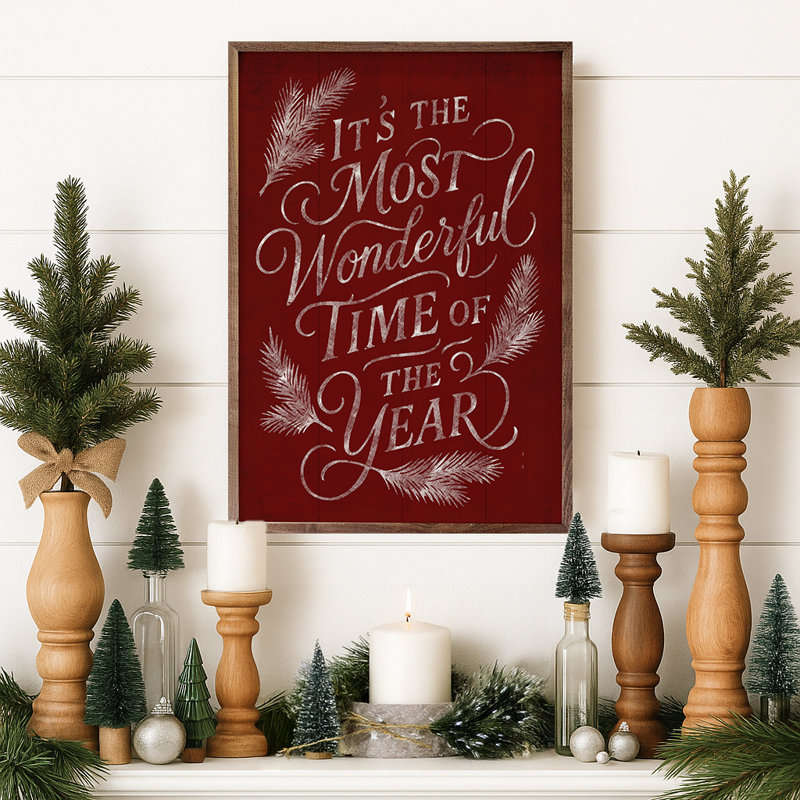 It's It's The Most Wonderful Time Pine, Rouge, H 8 po x l 5 po