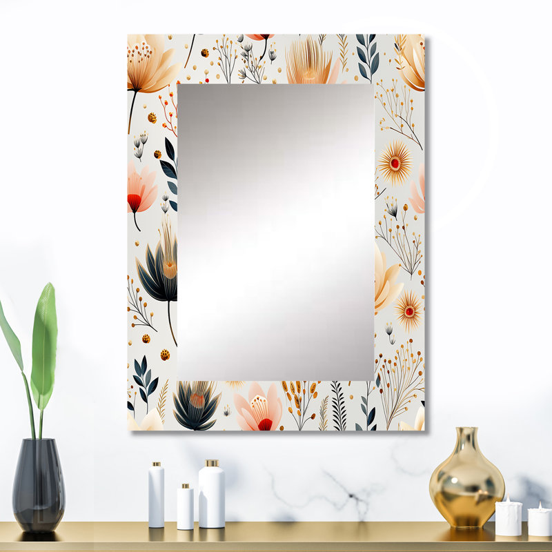 Zerda Cottage Elegant Yellow Floral Meadows - miroir mural décoratif floral, miroir floral, impression d'art en métal