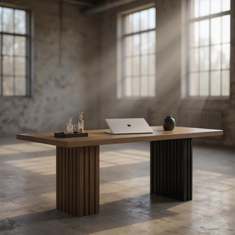 Bureau moderne en bois 66,9 "avec double base, bois d'ingénierie, surface facile à nettoyer