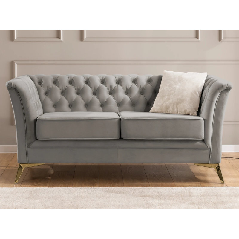 Whitby 3 - Piece Velvet Living Room Set, Gold, Grey