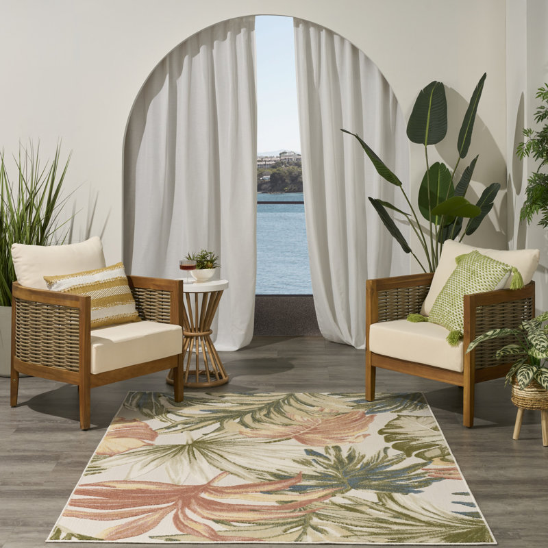 Clemencio 2'8" x 4' Ivory Green Modern Rug, Rectangle 5 pi 3 po x 7 pi 5 po