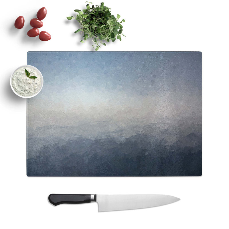 Tempered Glass Ocean Horizon Chopping Board, 39 cm W x 28.5 cm L