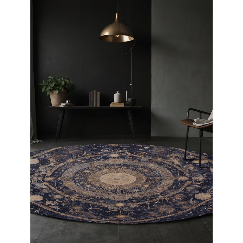 Tapis gris lavable à la machine, Rond 8 pi