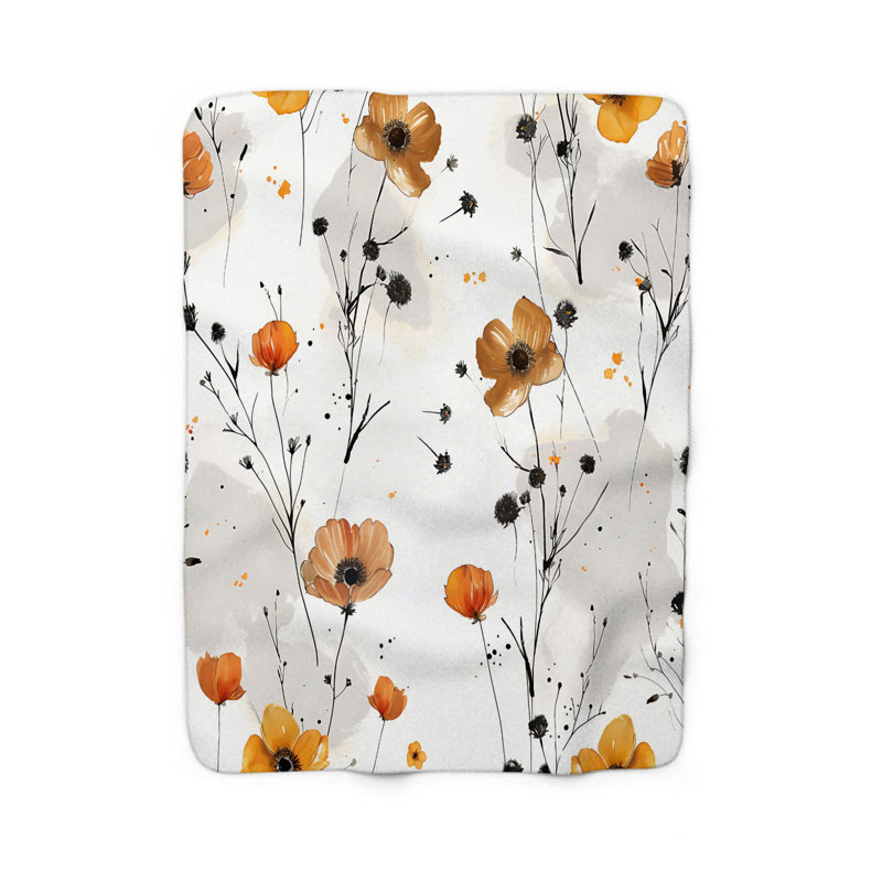 Elegant Floral Elegance - Couverture Sherpa de qualité supérieure 1 pièce, Grand lit