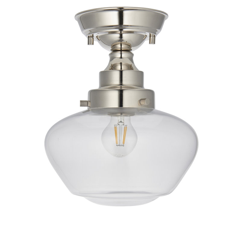Choquette Glass Semi Flush Mount, Bright Nickel