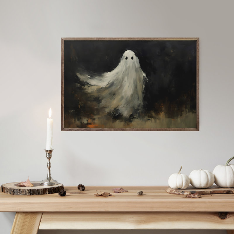 "Portrait de fantôme" sur bois, H 10 po x l 16 po