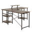 Bureau industriel en L avec tablettes de rangement, noyer Techni Mobile