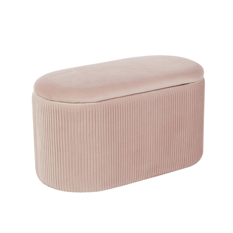 Ariana 76cm Wide Velvet Oval Solid Colour Ottoman with Storage, Blush