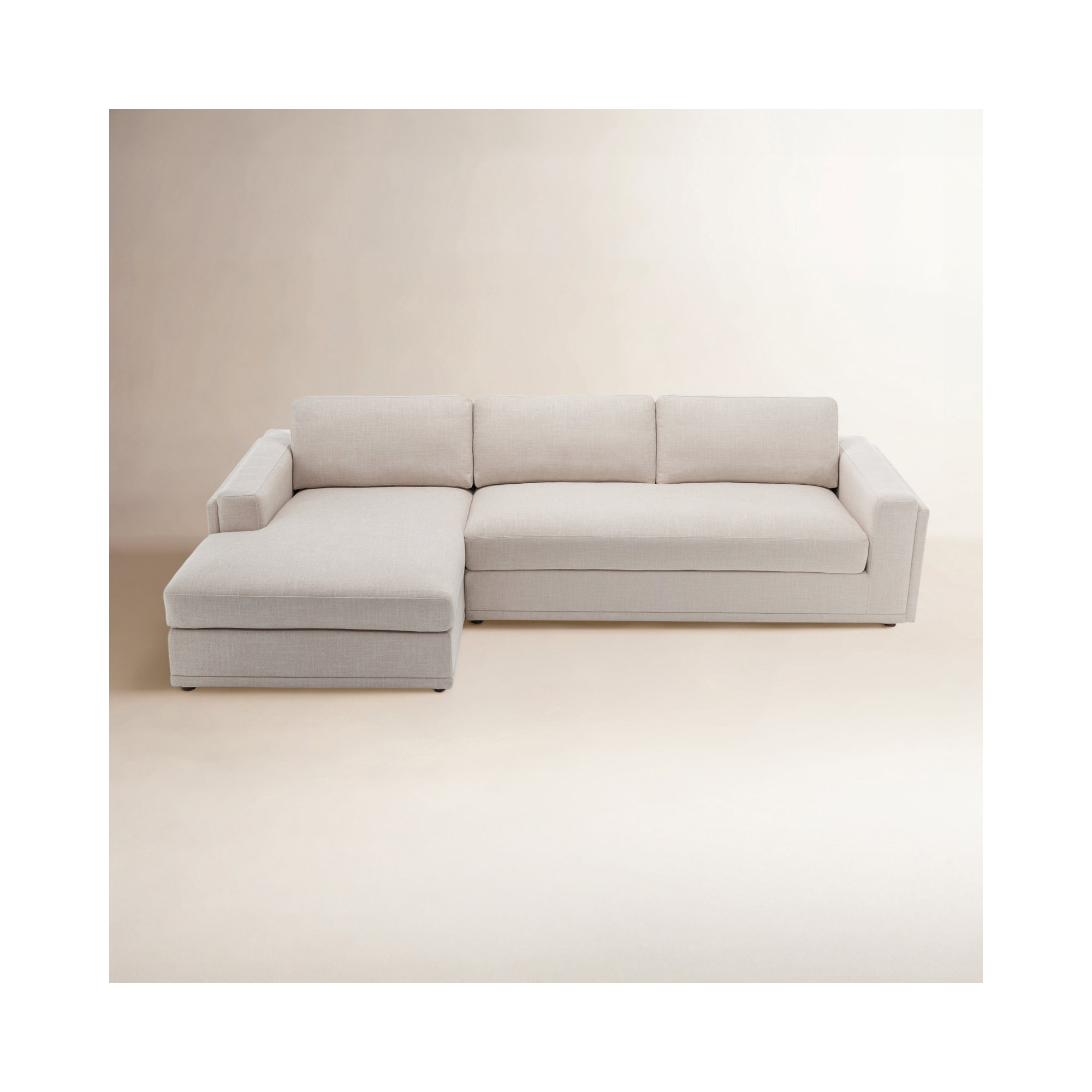 Essex 2-Piece 118" Upholstered Sectional, Beige Cotton Blend, Left Hand Facing