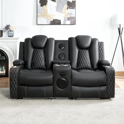 Deluxe Theater Style Motion Chair And Loveseat With Adjustable Headrest