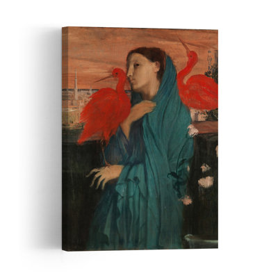 Jeune femme à l'ibis, 1860-1862, estampe d'art mural contemporaine abstraite impressionniste représentant un oiseau en ville.