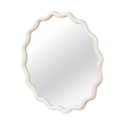 Solid Wood Frame Decorative Mirror with Irregular Line Design, Tempered Glass for Clear Reflection, Easy Wall Mounting, Ideal for Bedroom Living Room and Entryway.