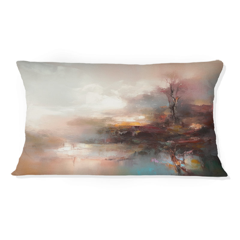Coussin décoratif brun à motif de nature abstraite IV