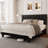 Queen Upholstered Bed Frame with Headboard, Button Tufted Linen Bed Base, Platform Bed with Wood Slat, Heavy Duty, Easy Assembly, No Box Spring Needed,Black-1760463006-1760463003