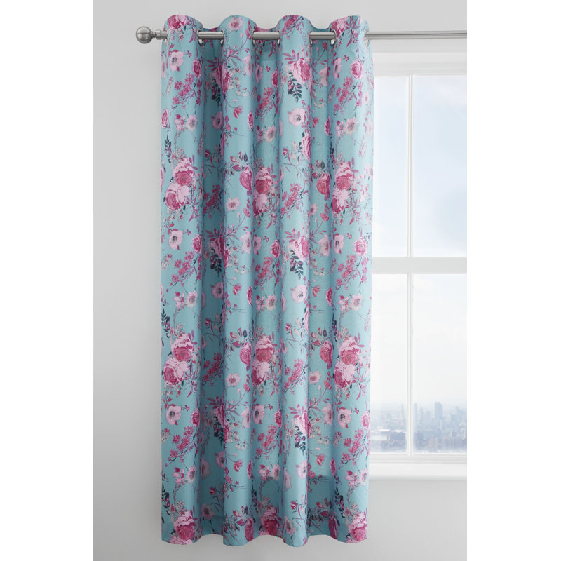 Hexagon Floral Eyelet Room Darkening Curtains