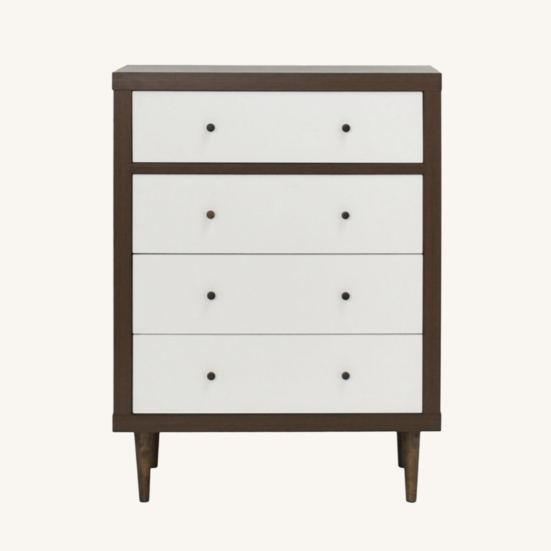 Commode 4 tiroirs Calica, Noyer/blanc