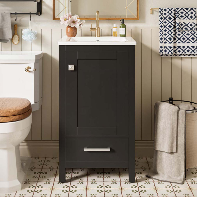 Bathroom Vanity with Ceramic Sink, Black
