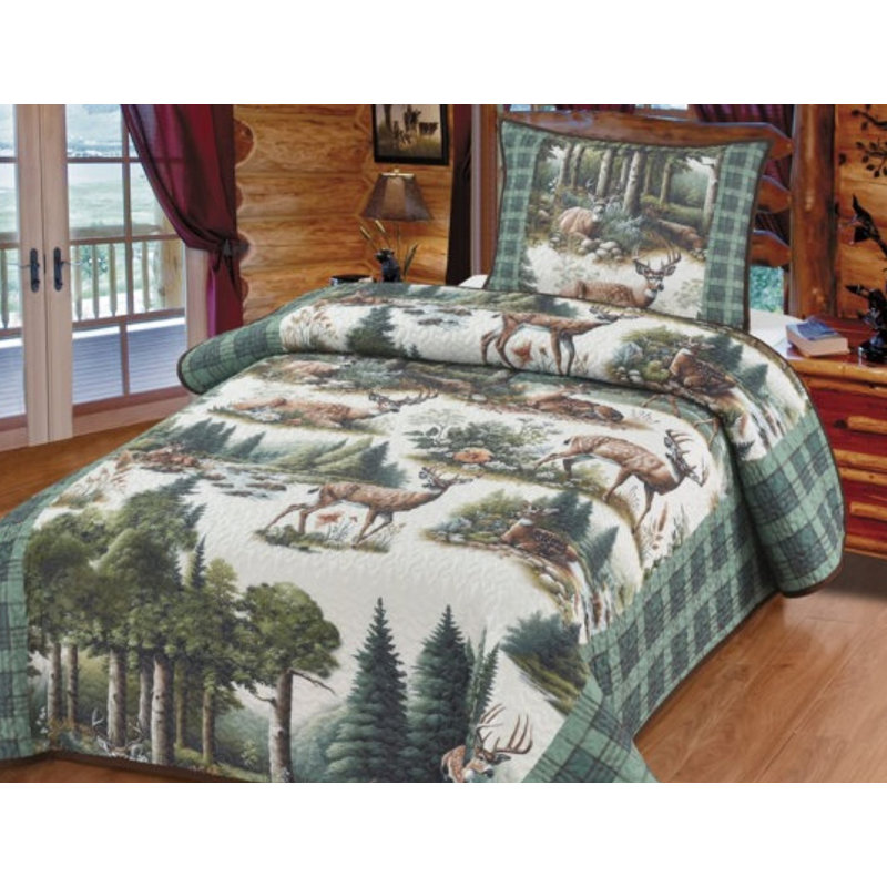 Ensemble de literie pour courtepointe à motif de cerf, forêt, paradis, boisé