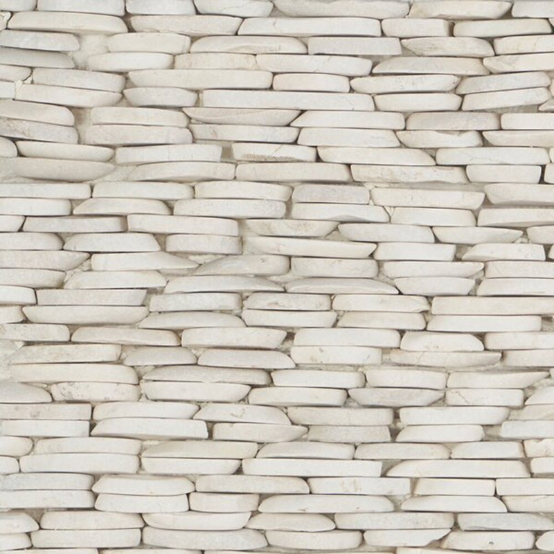 Nature Stacked Lovina Pebble Mosaic Tile, White