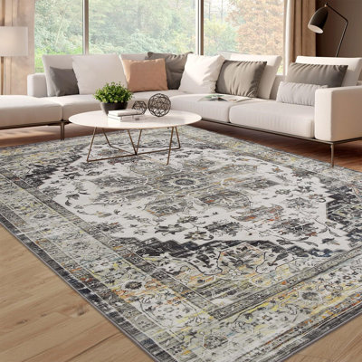 Washable Area Rugs 8X10 Rug For Living Room Boho Vintage Rug