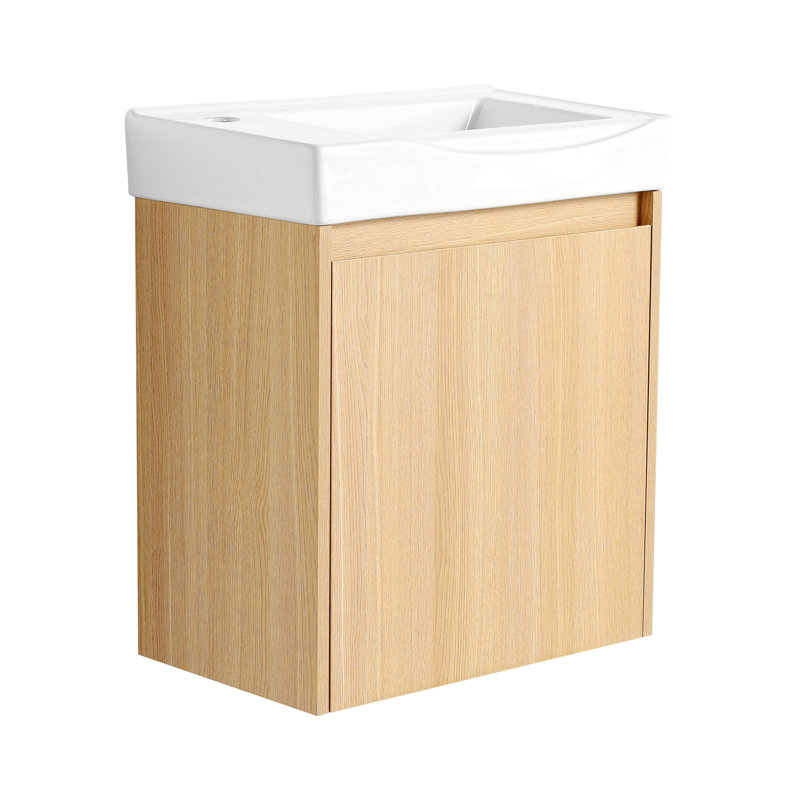 Meuble-lavabo de salle de bain avec lavabo en céramique, 2 portes à fermeture douce, meuble-lavabo autoportant, contreplaqué