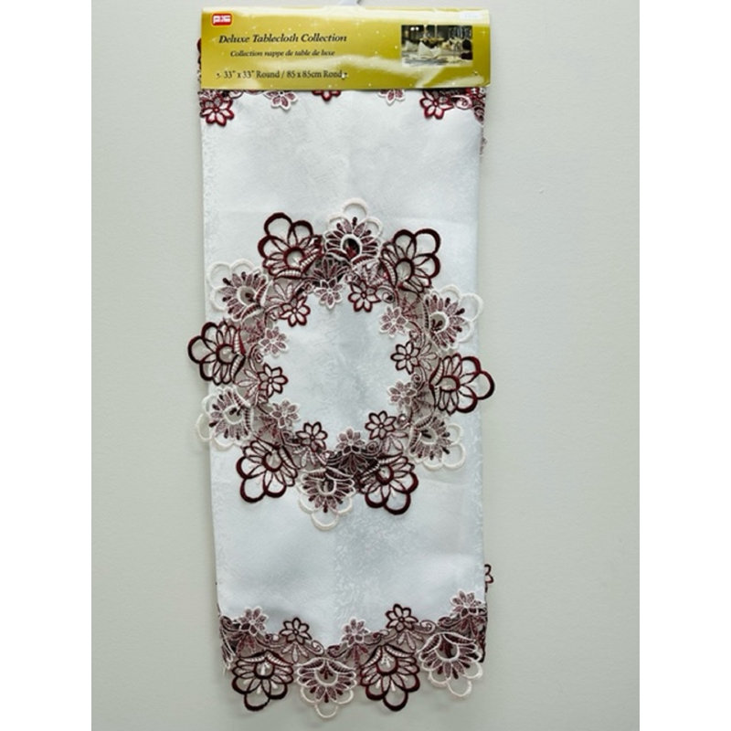 Nappe Lace (33 po ronde) - Blanc / Gris, Bourgogne