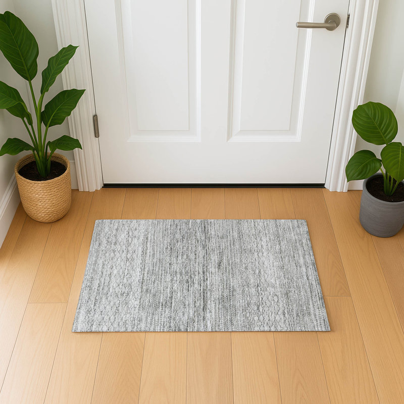 Premium Machine Washable Mayfield AMF2150 Striped Rug, Rectangle 1'8" x 2'6", Gray
