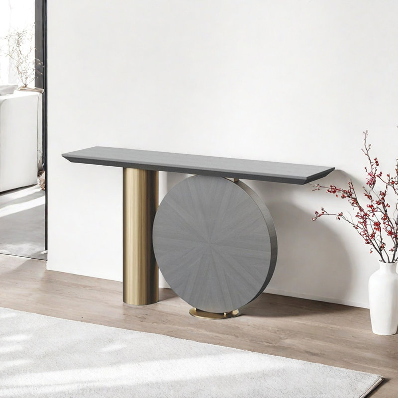 Console Modern Luxury Art, H 30,71 po x l 51,18 po x P 13,78 po, Doré, Gris