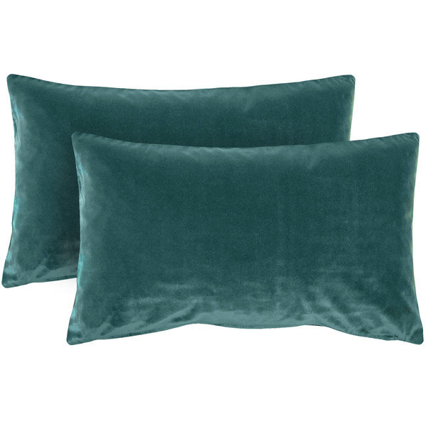 Housses de coussin en velours Francesco, ensemble de 2 housses de coussin, carré de 17 x 17 pouces pour canapé-lit, bleu tropical