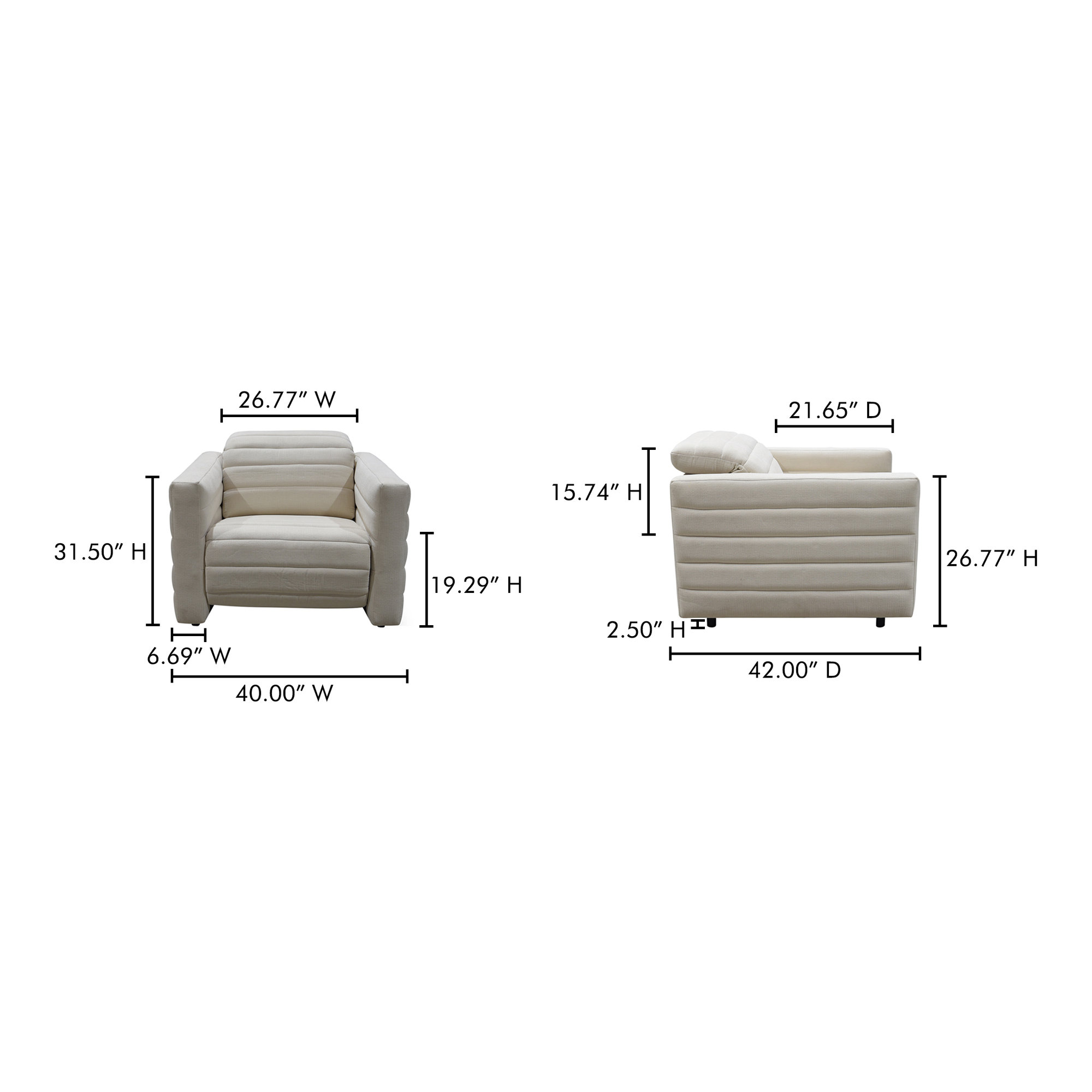 Waldo Power Recliner Chair Off White, White