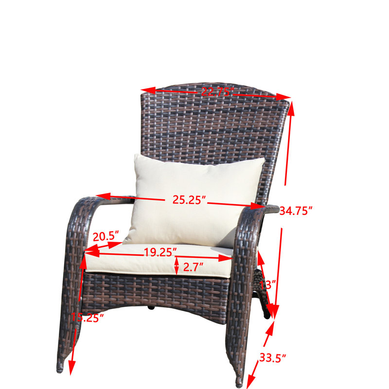 Outdoor Patio Chair With Cushions. Spacious And Ergonomic Design. 24.94W X 34D 34.5H. Water , . Beige Seat Includes All Tools Seating Comfortable. 24.94 Width. Fabric Sponge. Cushion . Assembly