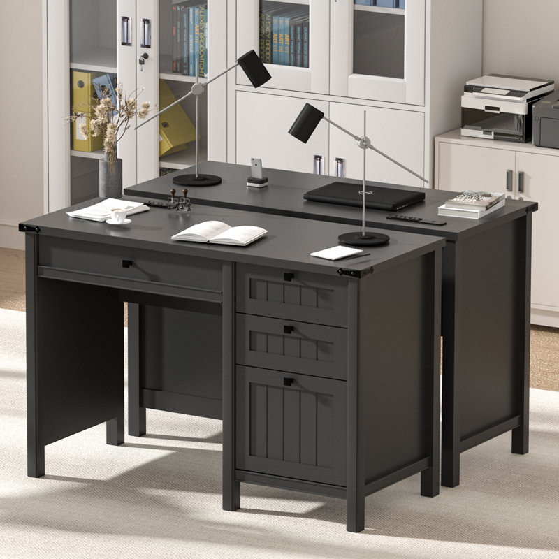 Bureau de direction 45 po Modern Farmhouse, Noir