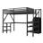 Full Size Loft Bed With L Shaped Desk, LED Light And USB For Kids Teens Adults