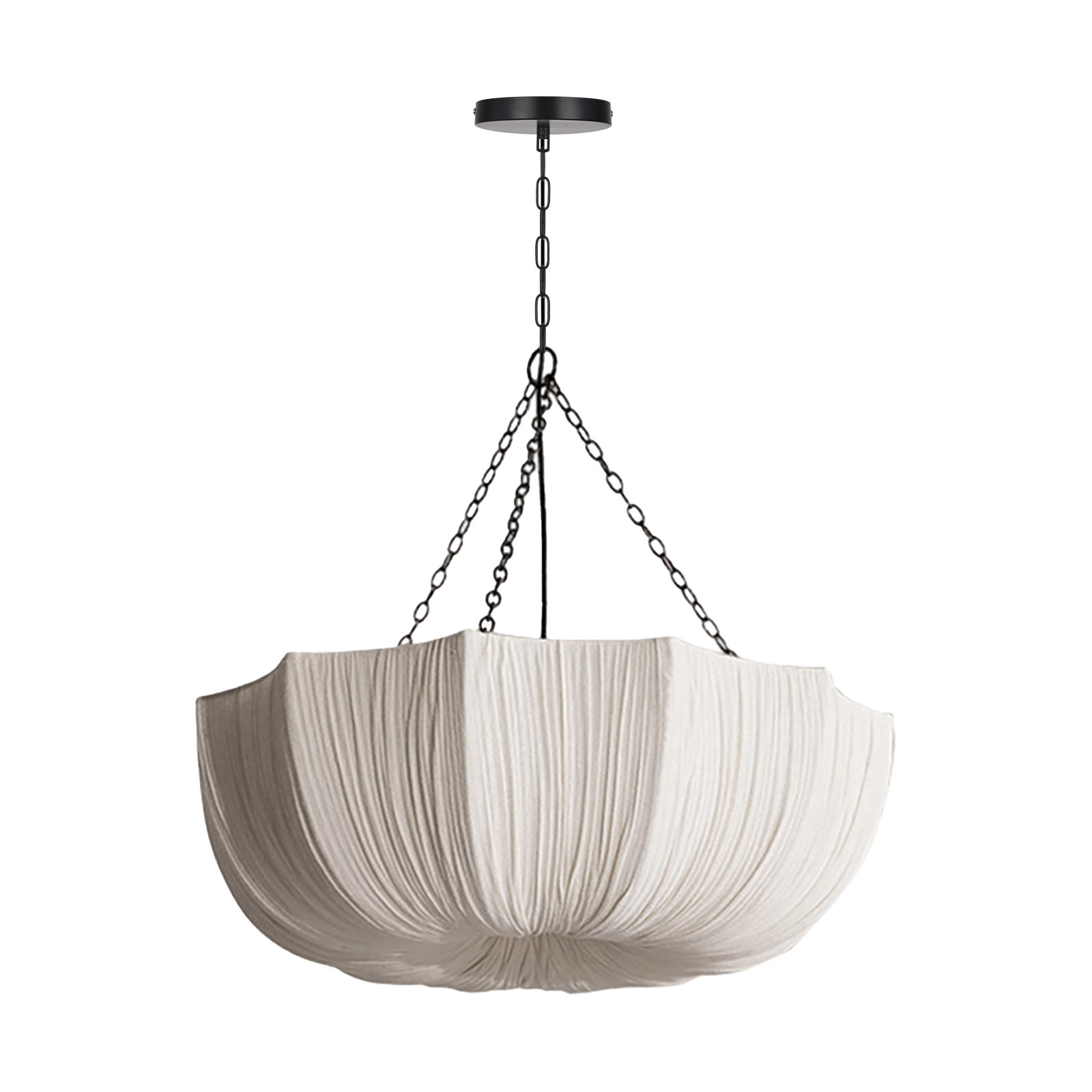 Linen Bowl Single Light Pendant, 9.84" H x 23.62" W x 23.62" D 