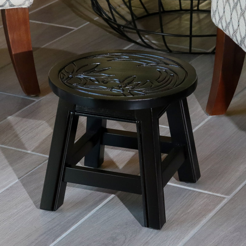 Tabouret floral - fonctionnel pour repose-pieds et mini-table d'appoint en bois franc, salles de jeux pratiques