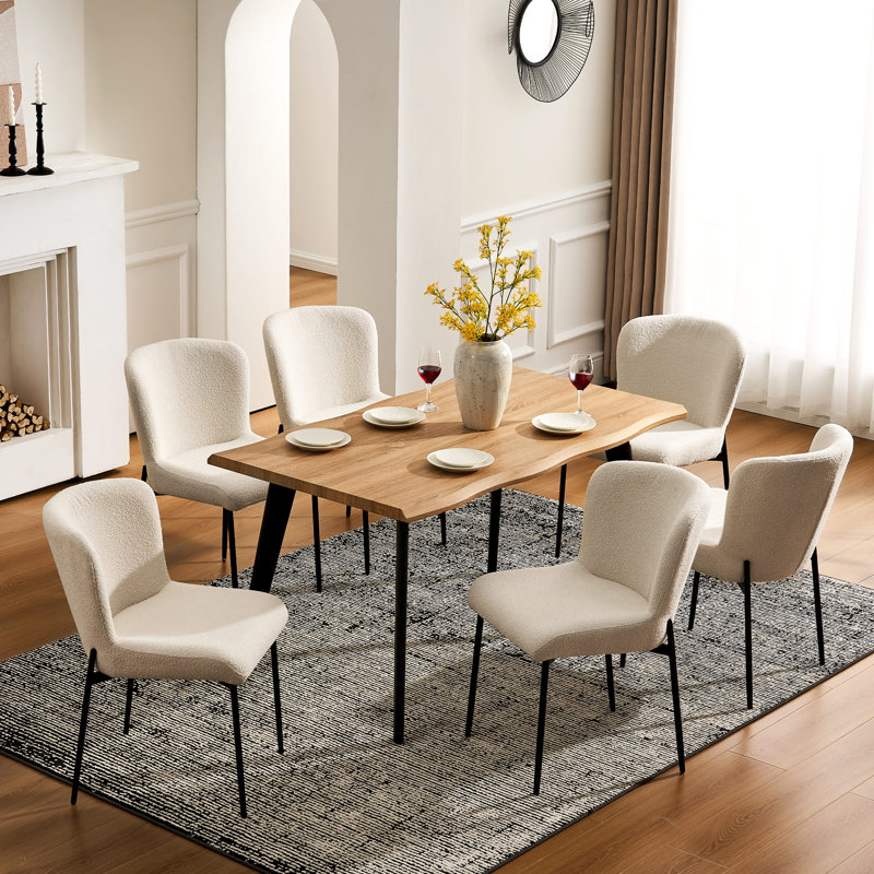 50cm H Fabric Upholstered Side Chair in Beige