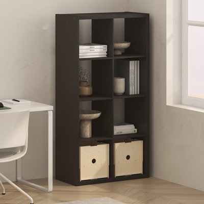 8-Cube Bookcase, Thick Frame, Black Dark Oak